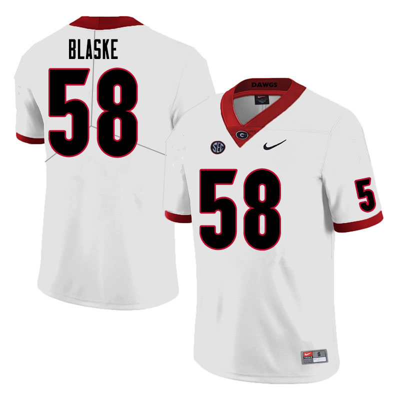 Men #58 Austin Blaske Georgia Bulldogs College Football Jerseys Sale-White - Click Image to Close
